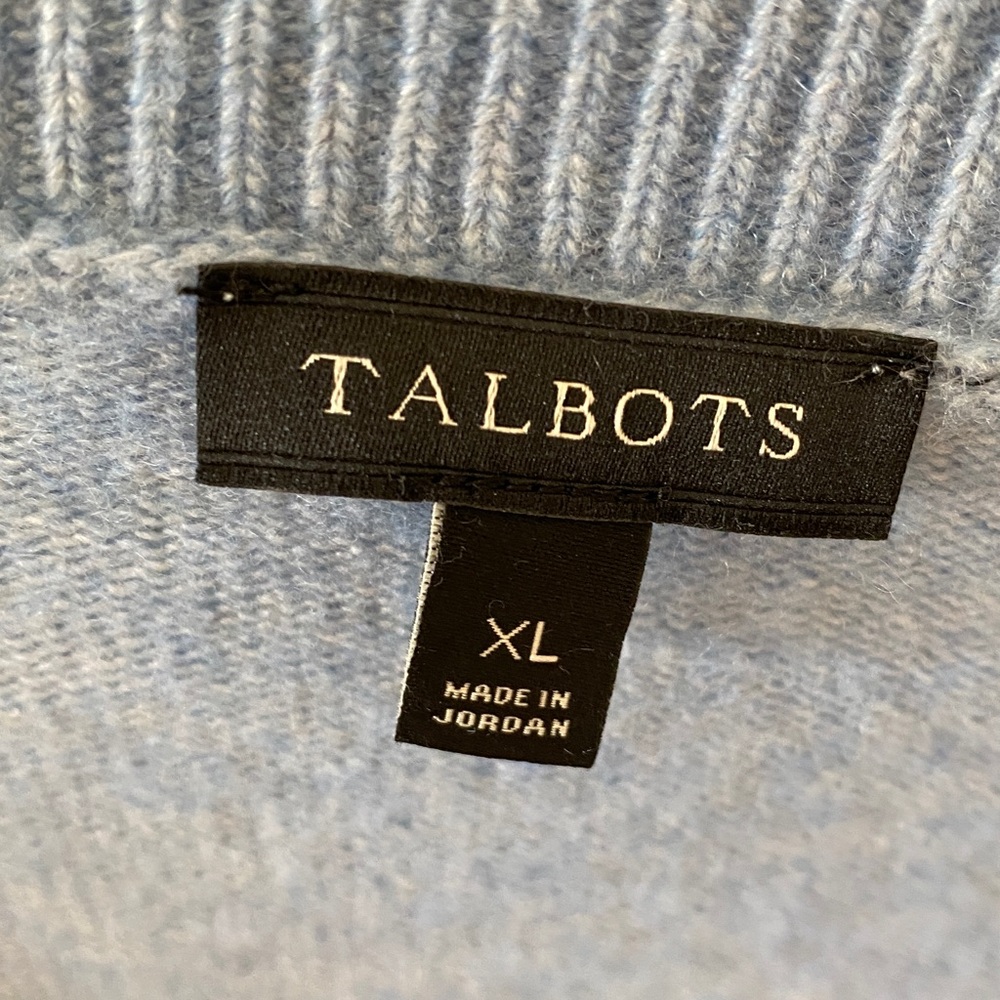 Talbots Wool Cashmere Blend V Neck Soft Blue Sweater size XL - Picture 3 of 7